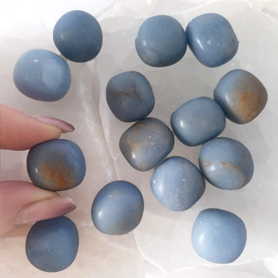 angelite tumbled stone, angelite crystal, blue angelite stone, intuition crystal, crown chakra crystal, throat chakra crystal, calming crystal, meditation stone, focus crystal