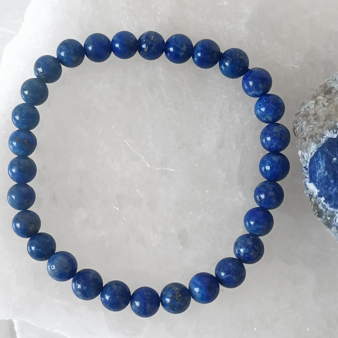 Lapis Lazuli 6mm Round Bead Bracelet