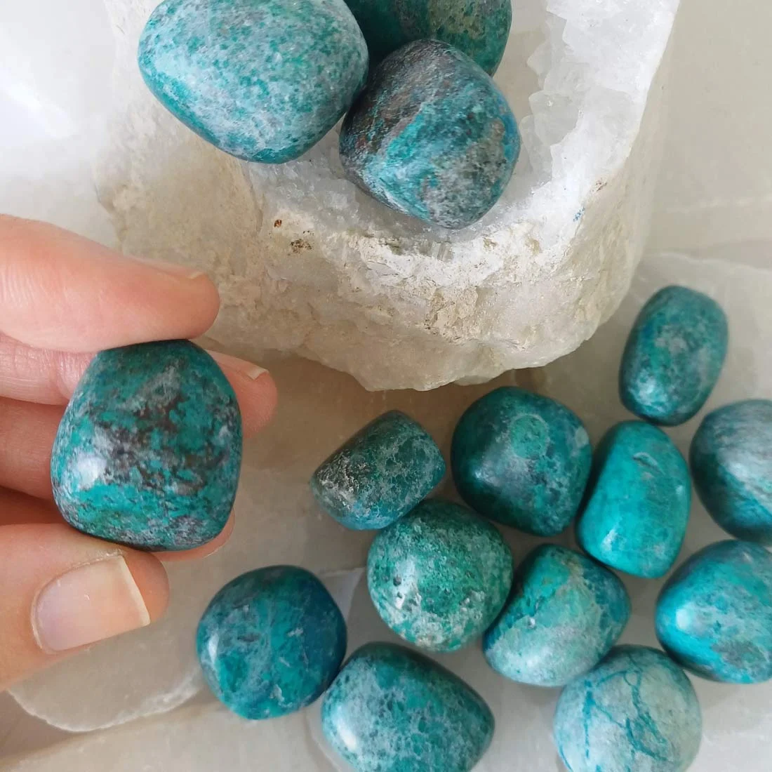 Chrysocolla tumbled stones