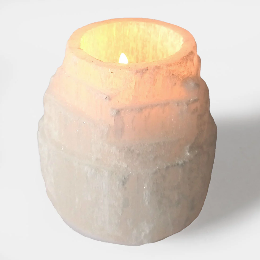 selenite candle holder - mountain style