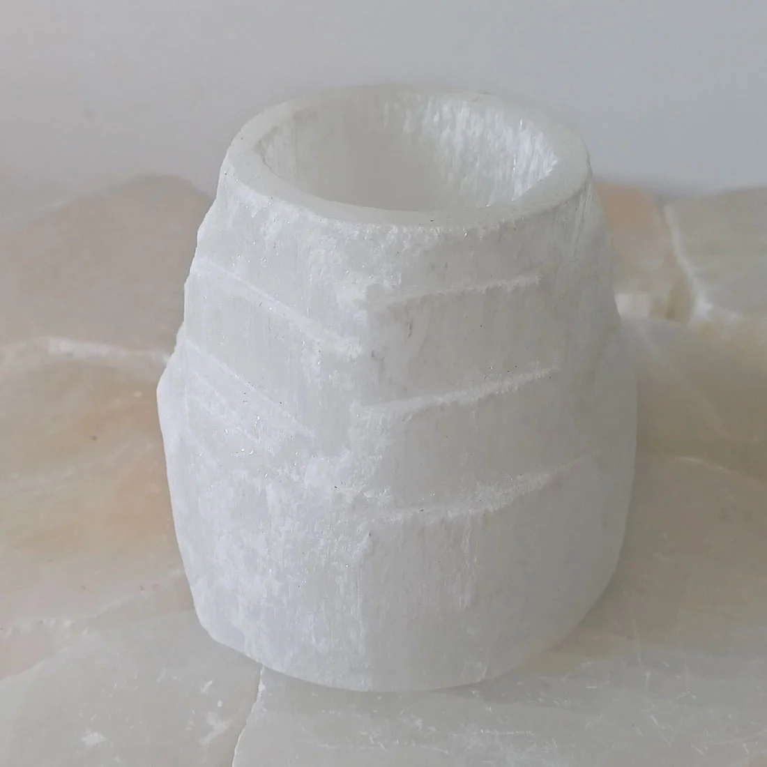 Selenite candle holder