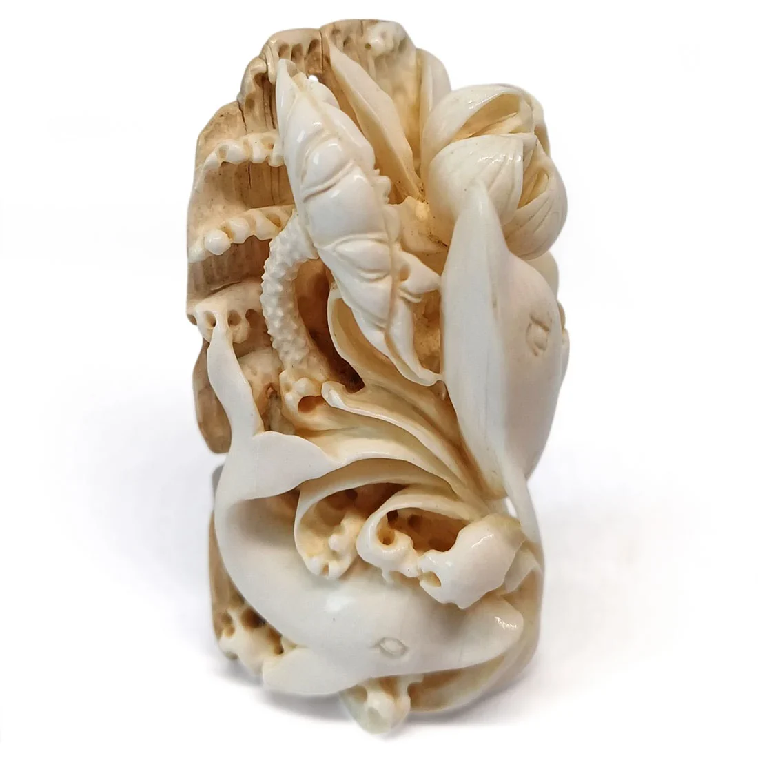 Mammoth Ivory Carving - Dolphins