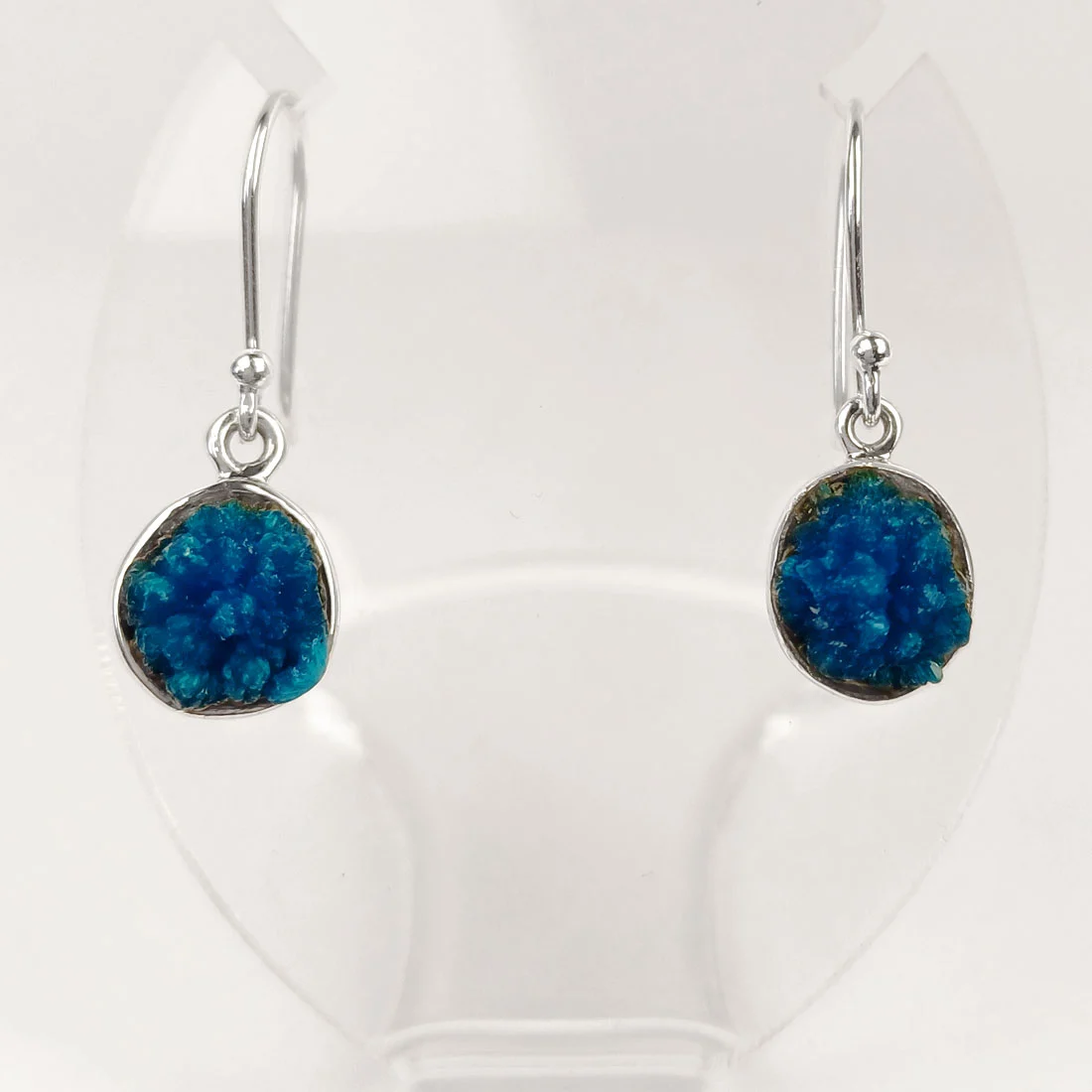 cavansite circular earrings in natural form