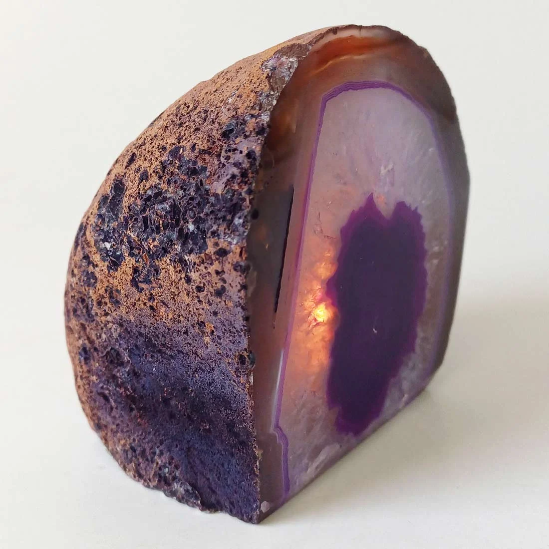 Agate slab candle holders emit a soft, grounding energy