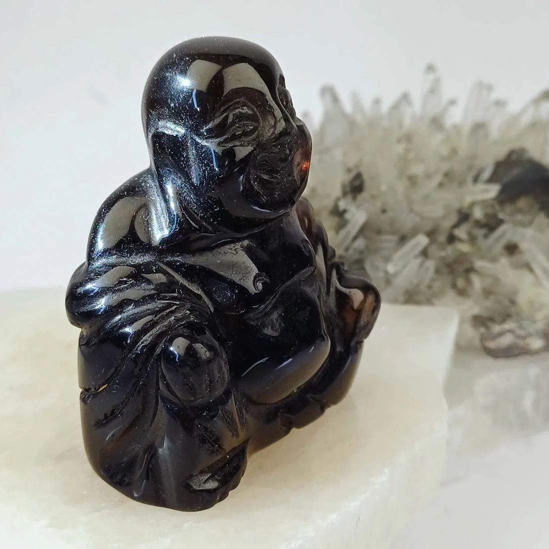 Black Obsidian Laughing Buddha - 6 x 5cm,112gr