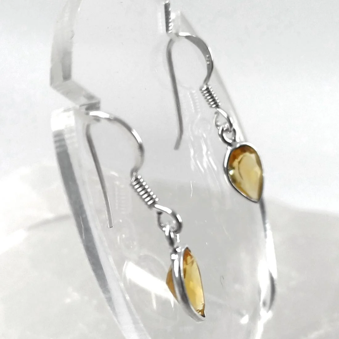 Citrine small drop earrings with sterling silver hooks