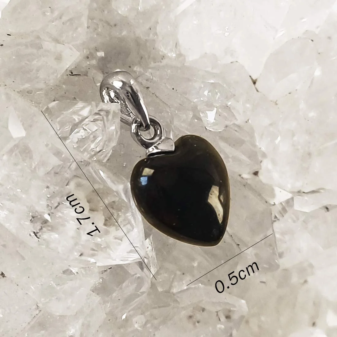 Black Spinel Heart Pendant – 925 Sterling Silver - Image 2