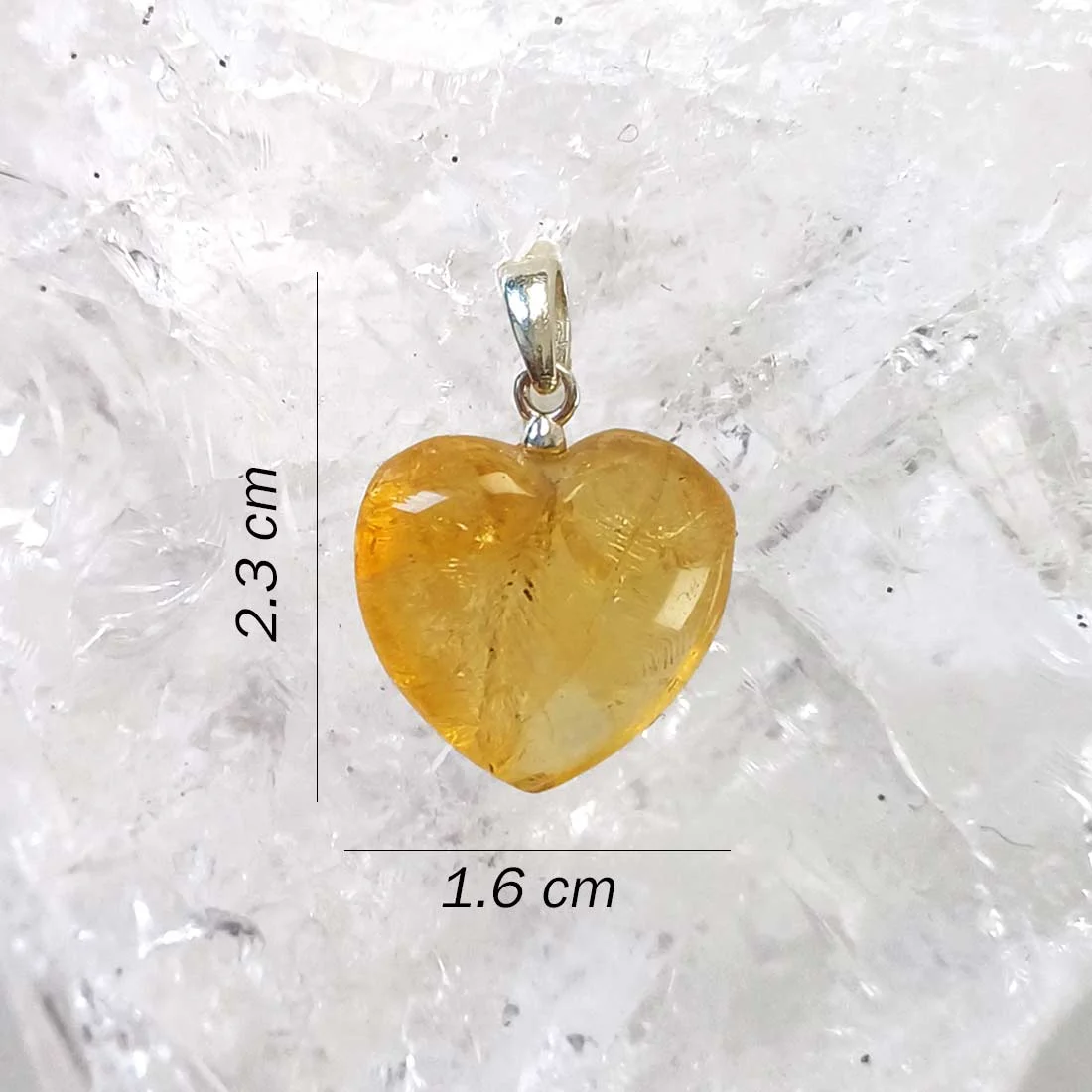 Citrine heart pendant with natural crystal and sterling silver hook