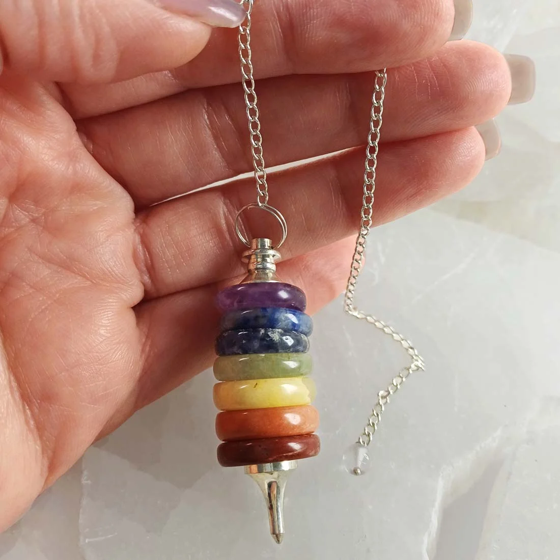7 chakra pendulum with natural crystals