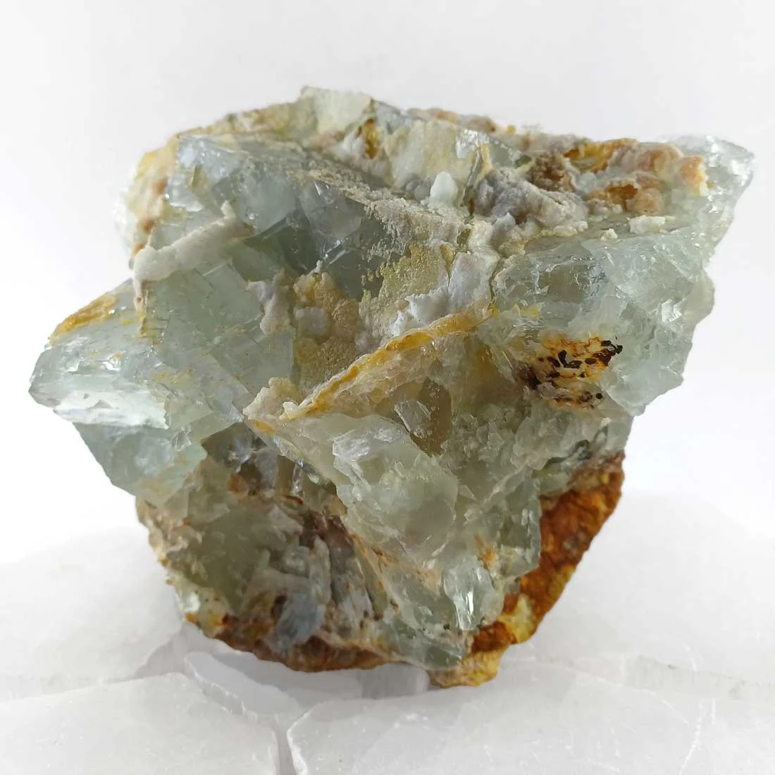 Green fluorite with calcite collector’s specimen from Lavrio Mines with natural cubic formation