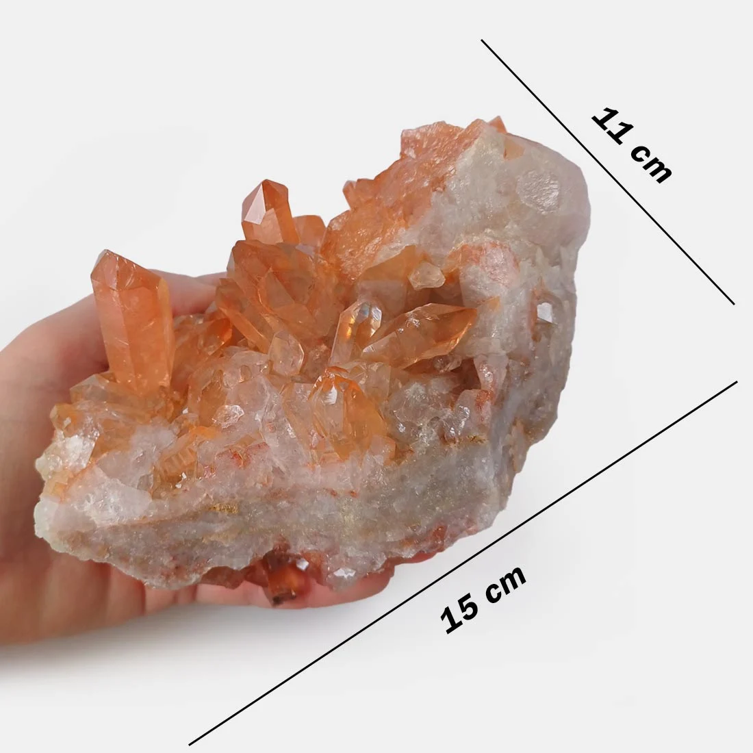 Tangerine Quartz crystal cluster with natural orange tones and raw quartz formations