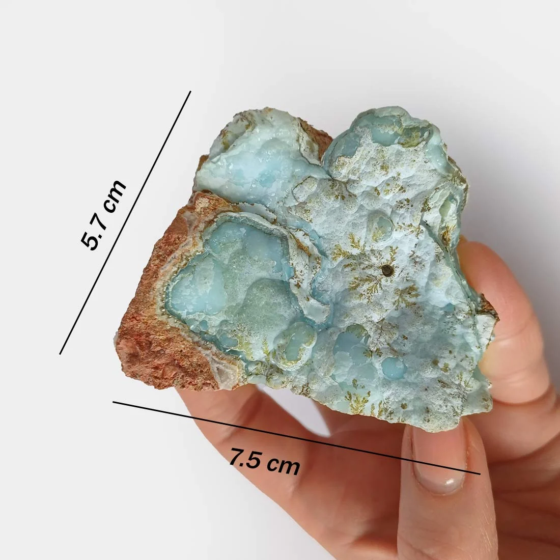 Smithsonite mineral specimen from the Lavrio Mines in Greece with dendritic inclusion and natural carbonate formations