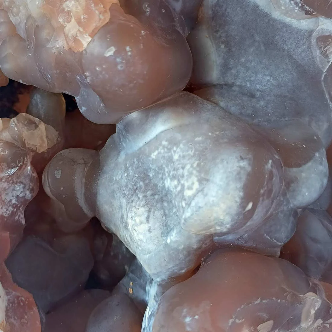 chalcedony botryoidal geode - close up detail
