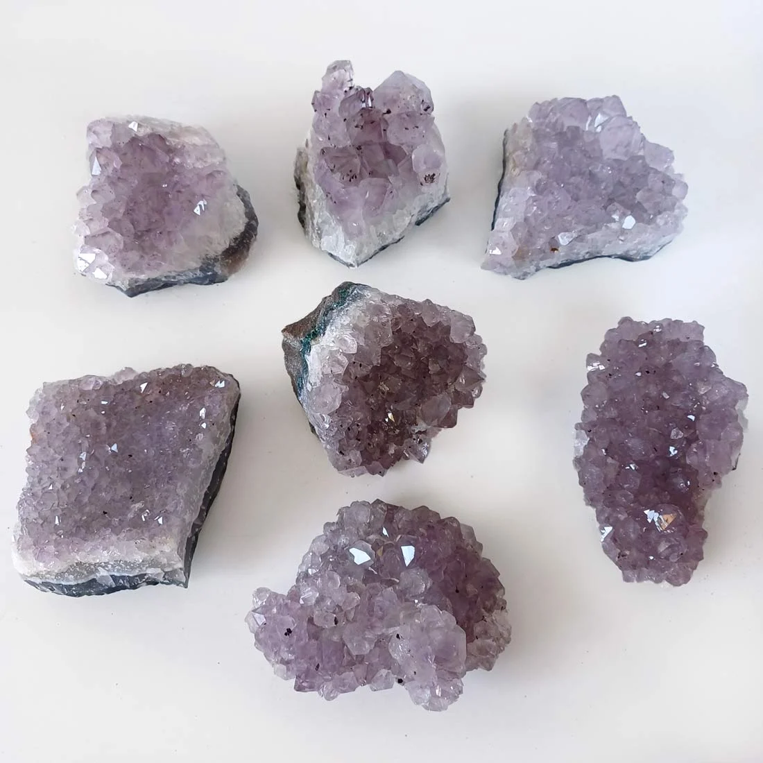 Lavender-toned Amethyst crystal cluster from Brazil with natural quartz points