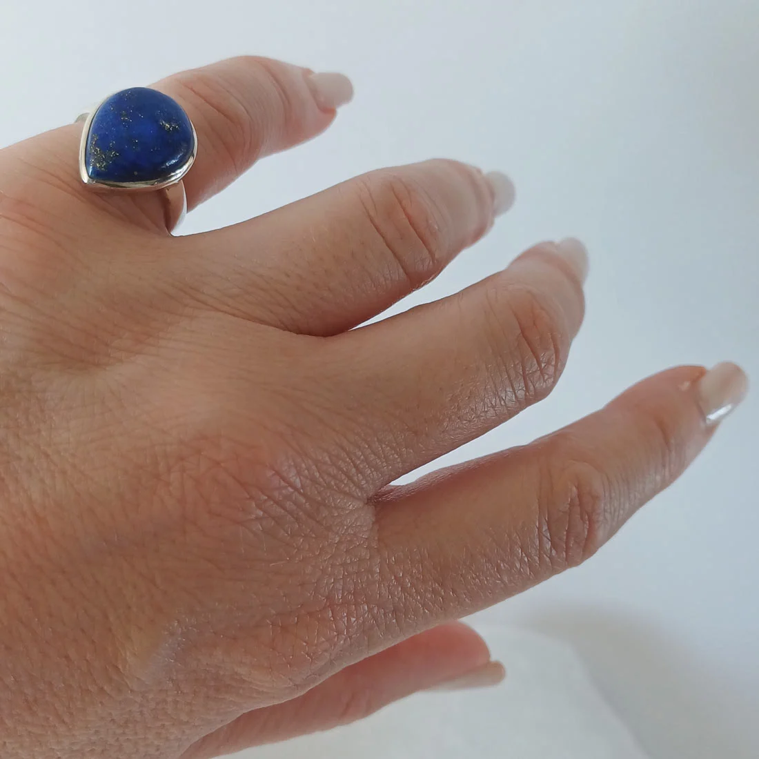 lapis lazuli drop ring - sterling silver