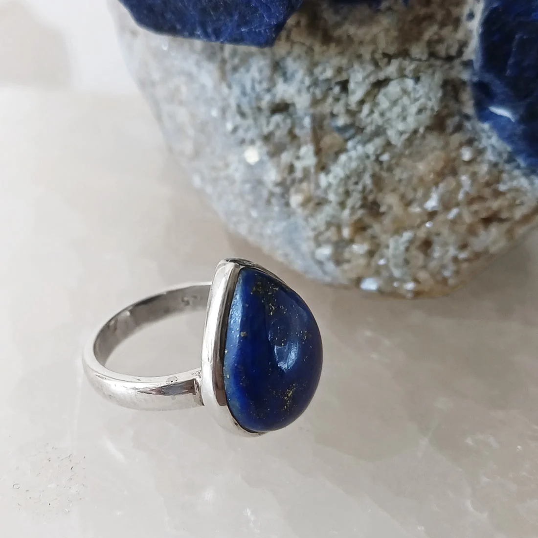 Lapis lazuli drop ring