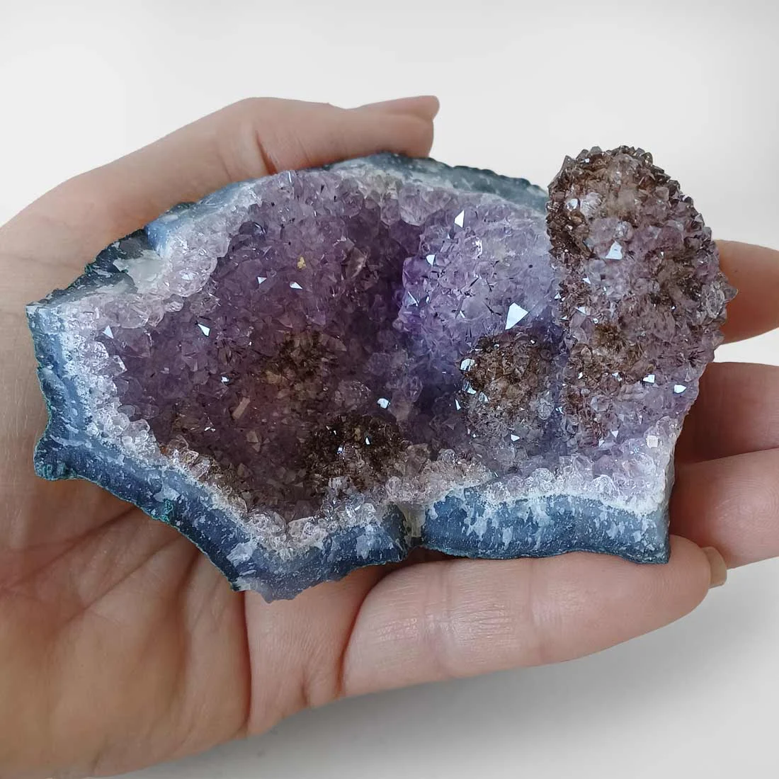 Amethyst crystal cluster from Brazil with natural quartz points