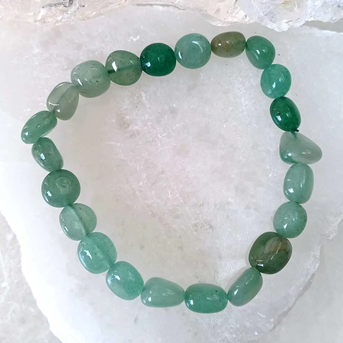 Aventurine rough irregular bead bracelet with natural green quartz crystal texture and organic shapes.