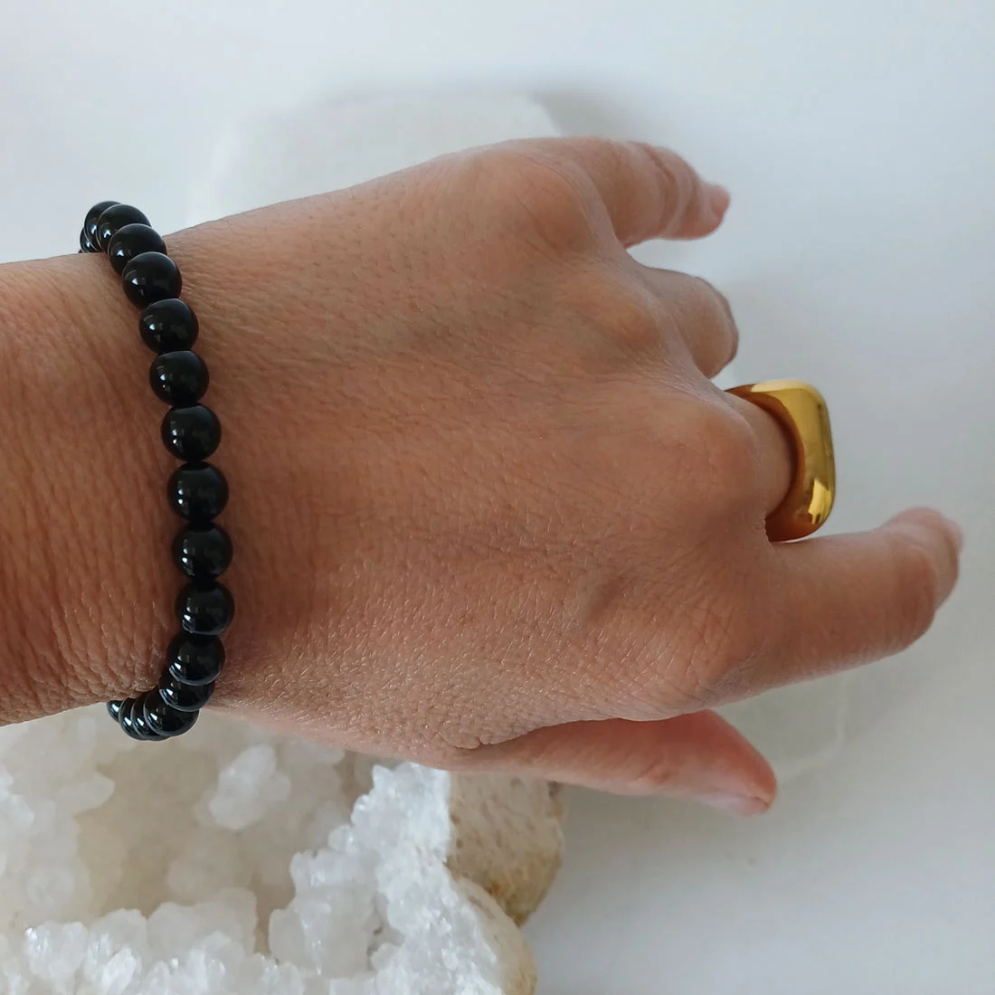 Black Tourmaline bead bracelet - 6mm beads