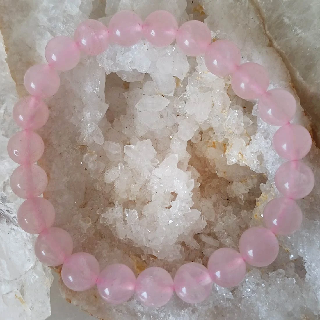 Rose Quartz bracelet with 8mm round polished pink beads