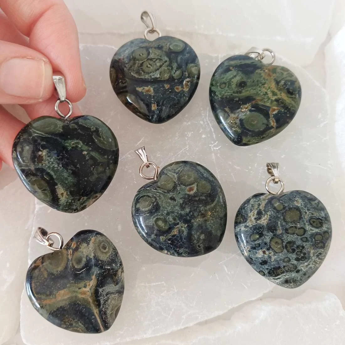 Crocodile Jasper Heart Energy Pendant – associated with grounding, emotional balance and Heart Chakra energy.