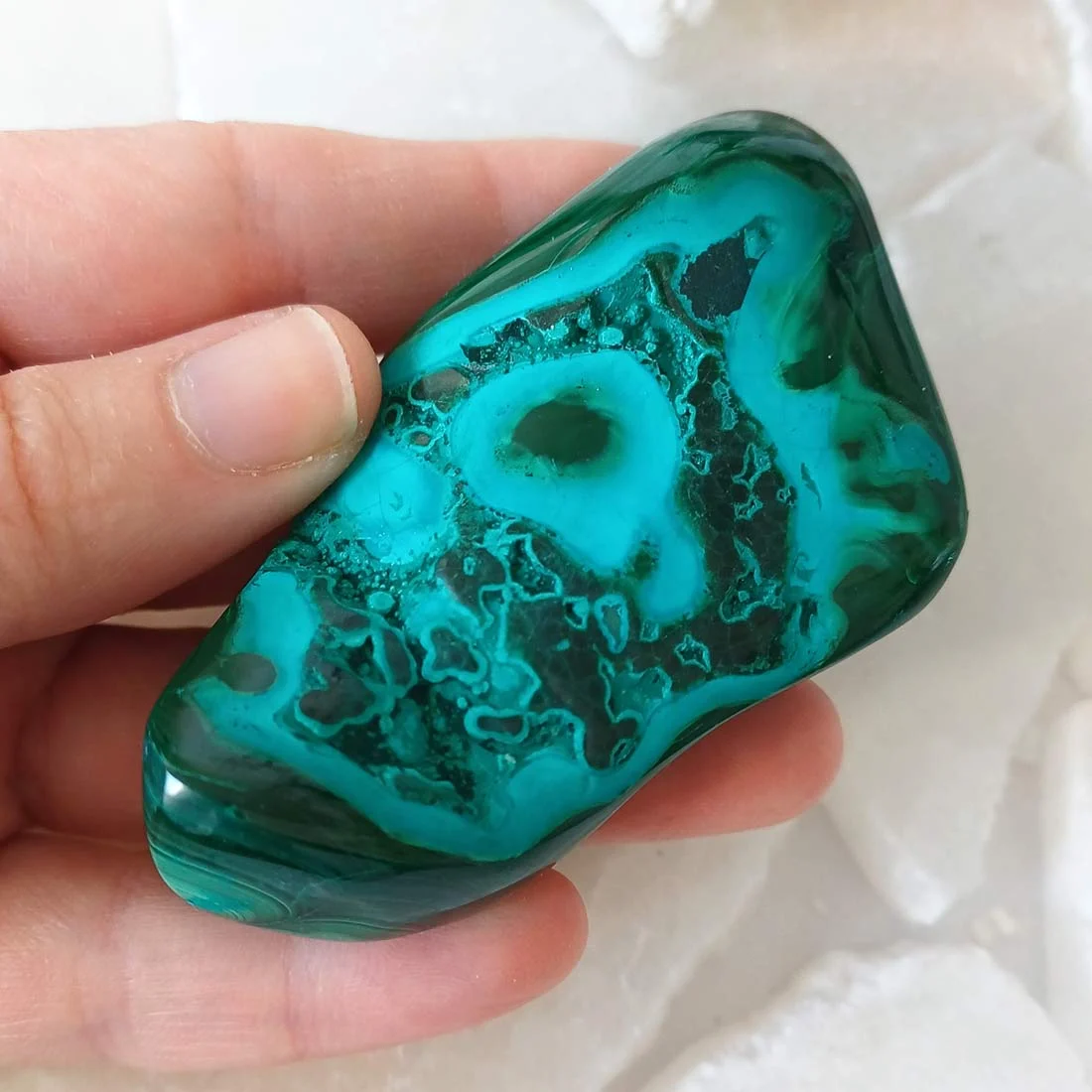 Chrysocolla tumbled stone with natural blue-green and turquoise colours