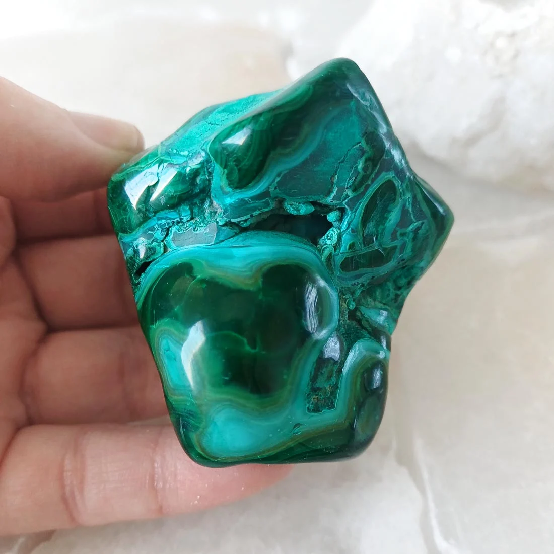Polished Chrysocolla freeform with natural blue-green and turquoise patterns