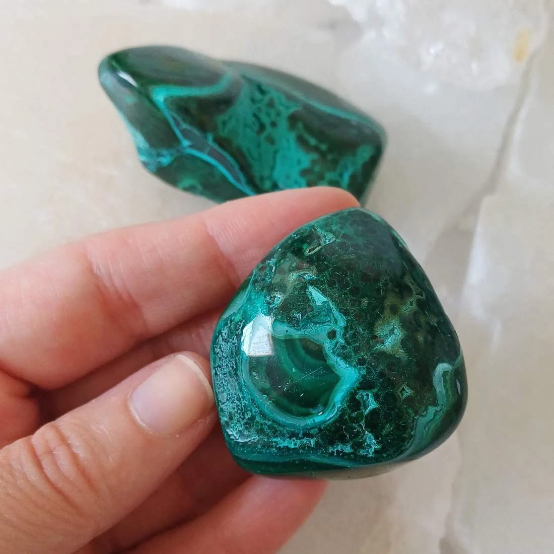 Chrysocolla tumbled stone with natural blue-green and turquoise colours
