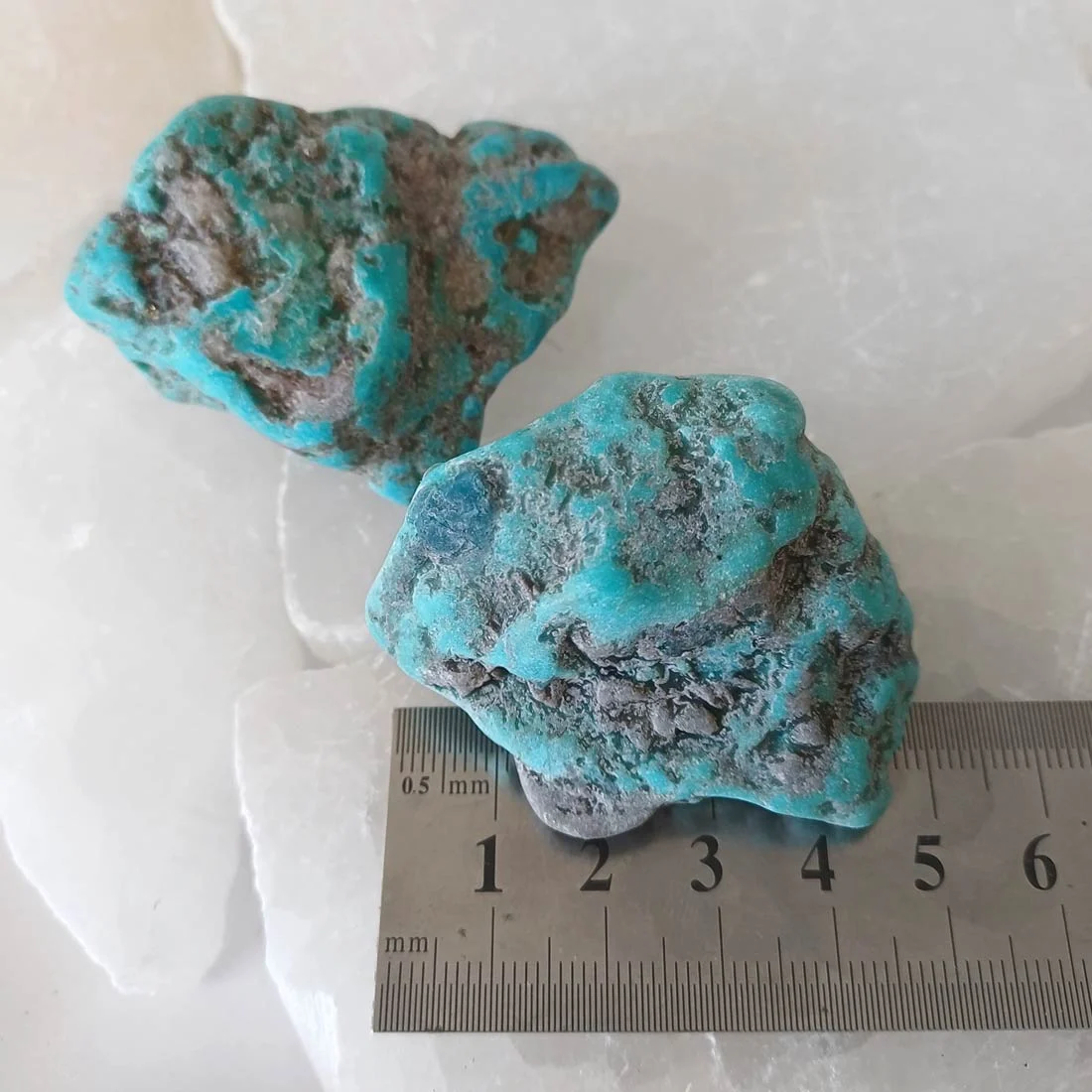 Rough Turquoise from Mexico with natural blue-green colouring and visible mineral matrix